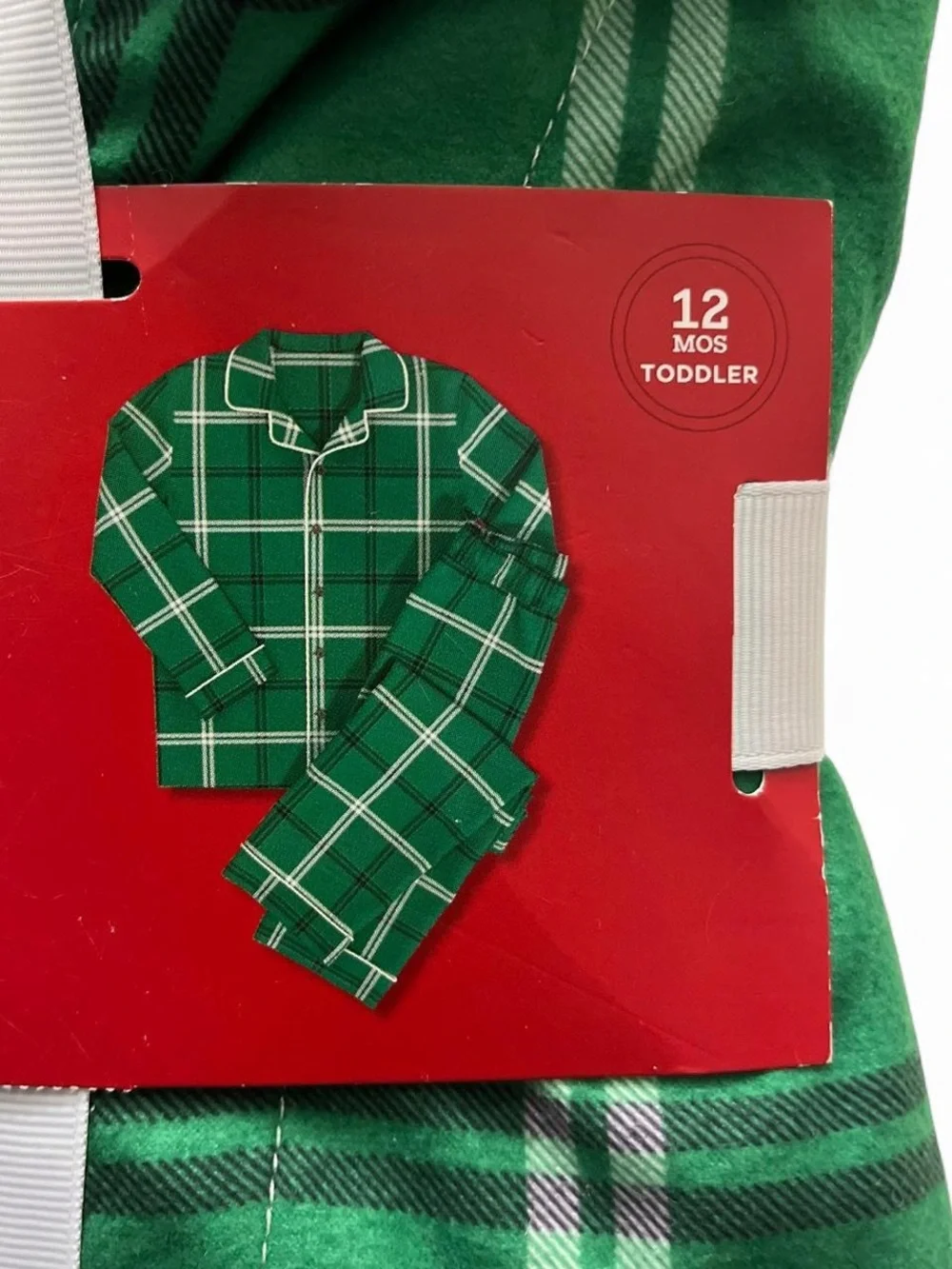 2 Piece Family Sleep Set Green White Plaid 12M Unisex Boy Girl Pajama Set NWT